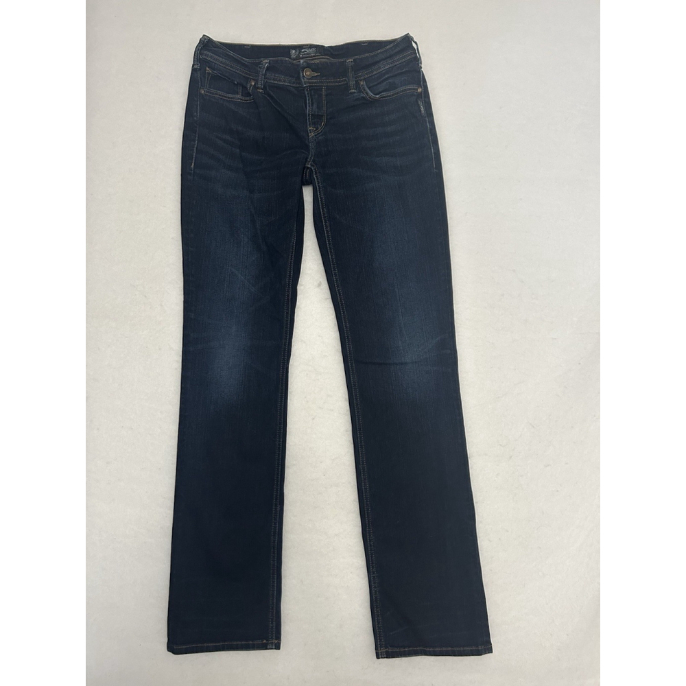 Silver Jeans Womens 30x34 Aiko Mid Rise Straight Jeans Western Country Dark Wash